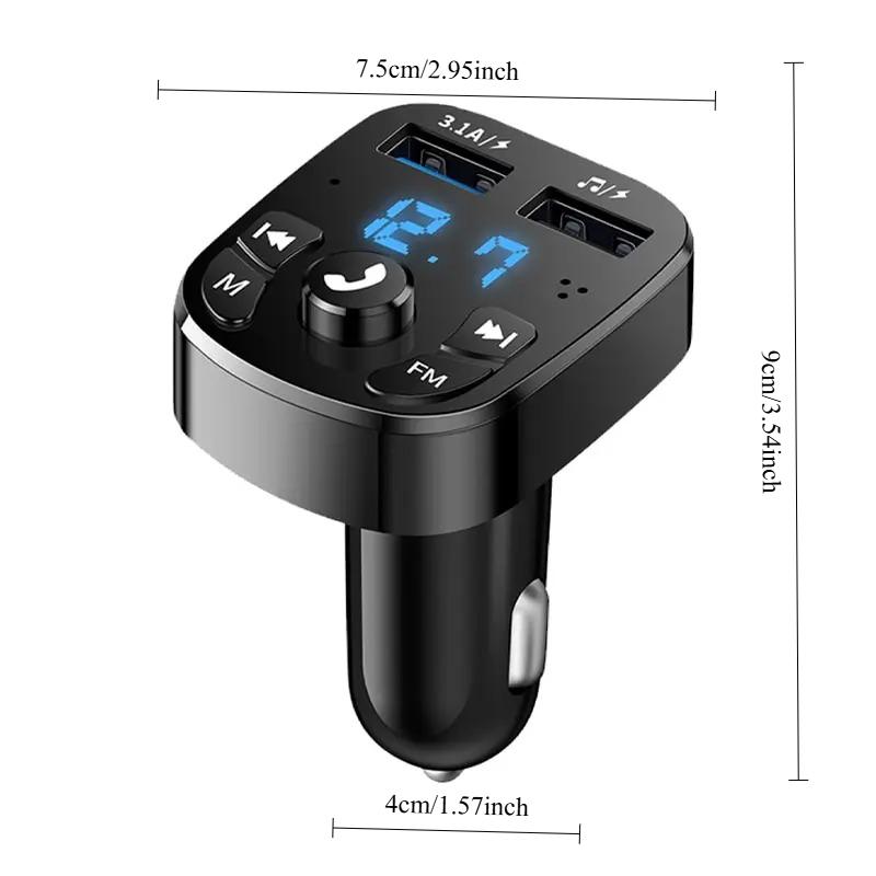Двойное быстрое USB-зарядное устройство и FM Bluetooth-приемник 5.0 MP3-плеер для автомобиля с поддержкой USB-накопителя