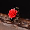 Регулируемые кольца в готическом стиле с черными бусинами и красной розой, цвет античной бронзы, женские национальные украшения AVE