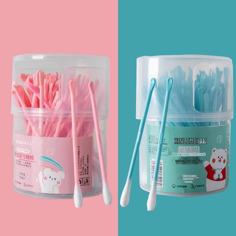 Dual-Use Ear & Makeup Swab: Two-in-One Cotton Ear Pick with Small Head, Double-Headed for Adults