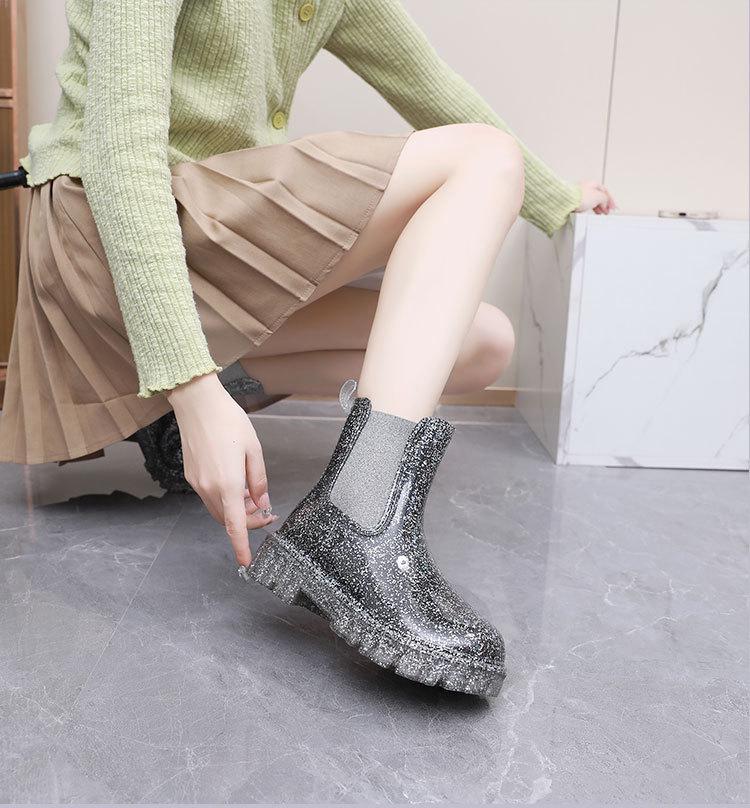 Women's Martin Rain Boots - New Style, Thick-Soled, Waterproof, Non-Slip, Short-Tube, Japanese Jelly Design