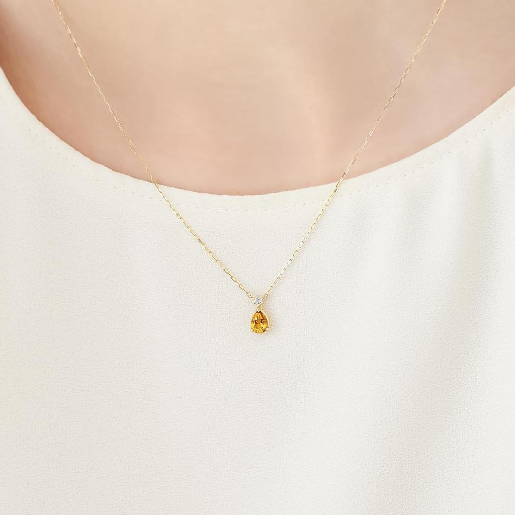 November Birthstone K10 Yellow Gold Necklace 112436123018 [Yondo Sea]