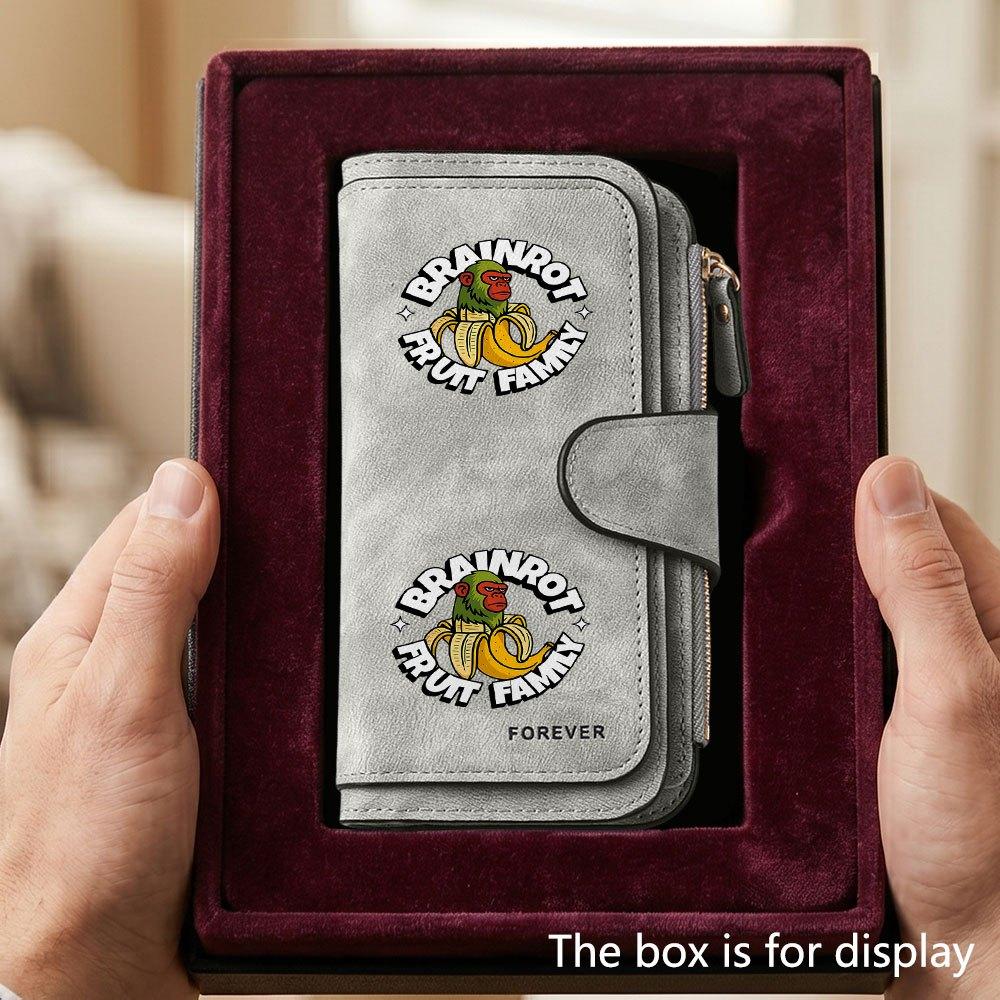 Unique Brainrot Banana Monkey Men's Large Capacity Wallet with Business Card Slot and Cash Pocket, Suitable for Formal Occasions and Office Use,