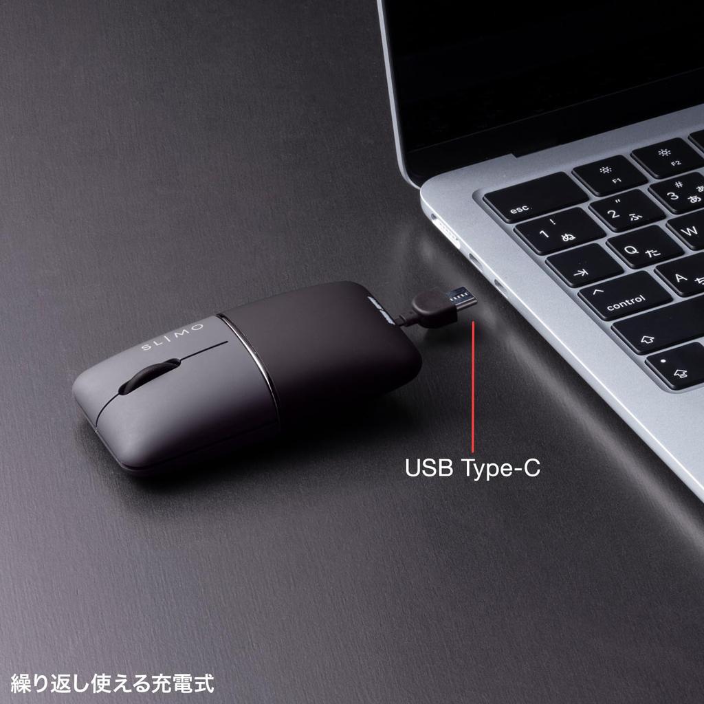 SANWA SUPPLY Бесшумная беспроводная мышь с синей светодиодной подсветкой, тонкая SLIMO/черная (перезаряжаемый) MA-WBBS310BK