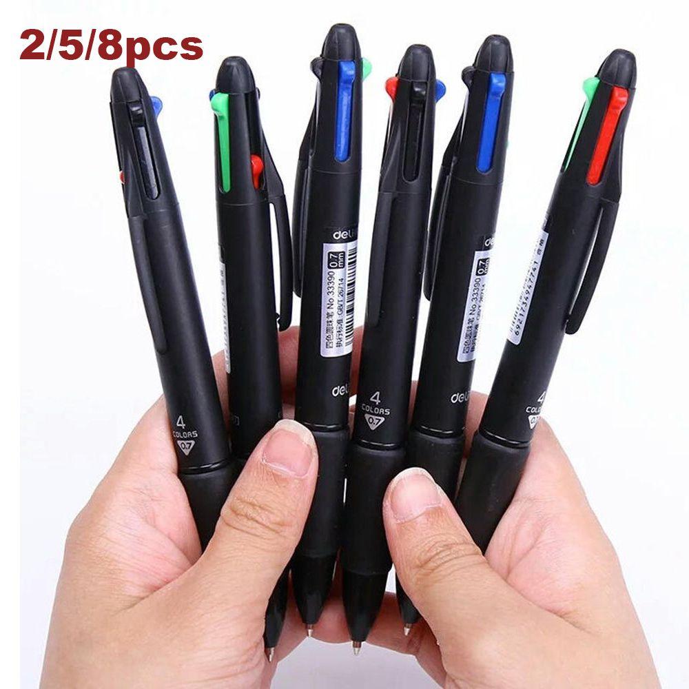 2/5/8pcs 0.7mm Smooth Stationery Plastic Multicolor Ballpoint Pen Gel Pen Writing Tool 4 in 1