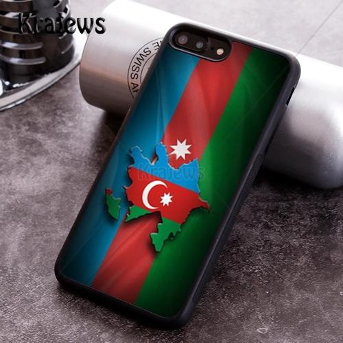 Krajews Чехол для телефона с флагом Азербайджана Для iPhone 17 Air 16 15 14 11 12 13 Pro MAX Plus защитный корпус