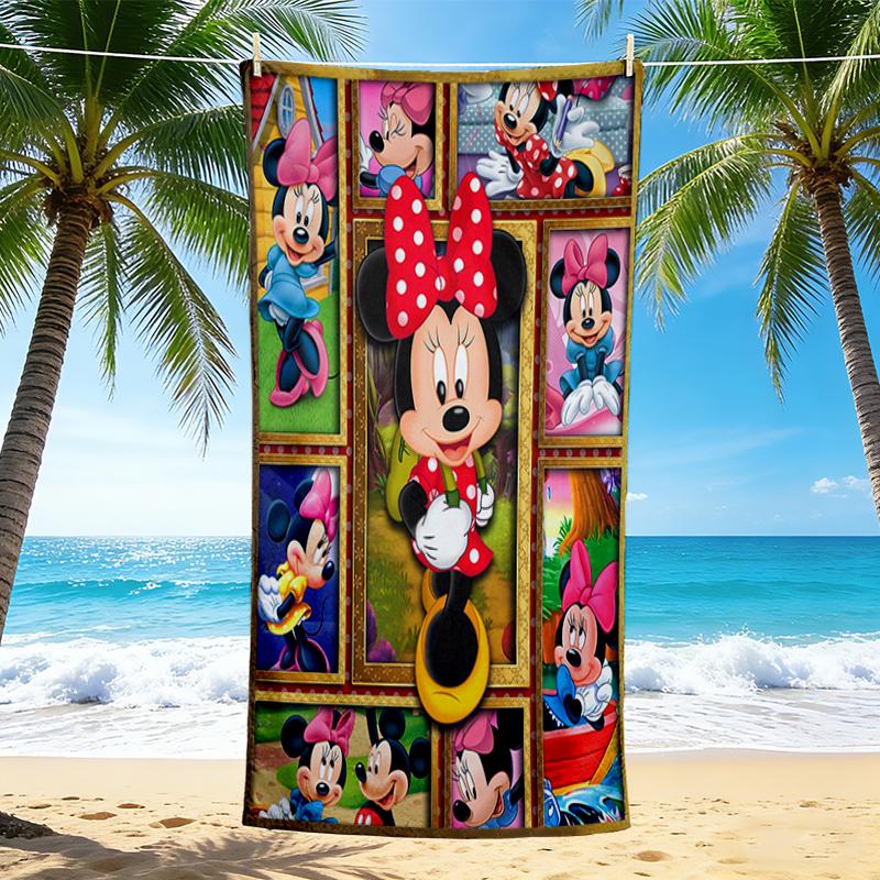 1Pc Mickey Minnie Adventures Beach Towel, Quick Dry, Multi-Use for Beach Pool Gym Yoga Home Travel, Christmas, Halloween, Xmas Gift S929404