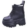 Ankle Boots for Women New Winter Motorcycle Boots 12CM Wedge Heels High Platform Leather Shoes Woman Autumn Thick Sole Boot