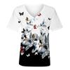 Женские летние топы, повседневная базовая футболка с V-образным вырезом и цветочным принтом, с коротким рукавом