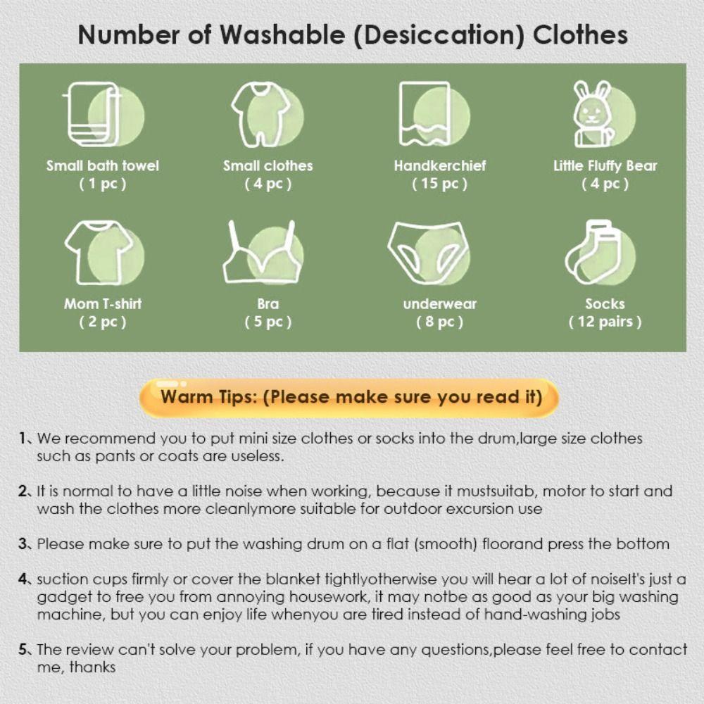 8L Mini Washer Large Capacity Clothes Spin Dryer Bucket Practical Portable Washing Machine Socks