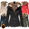 Winter Warm Fur Collar Cotton Coat Women's Zipper Long-sleeved Slim Cotton Coat Hooded Coat