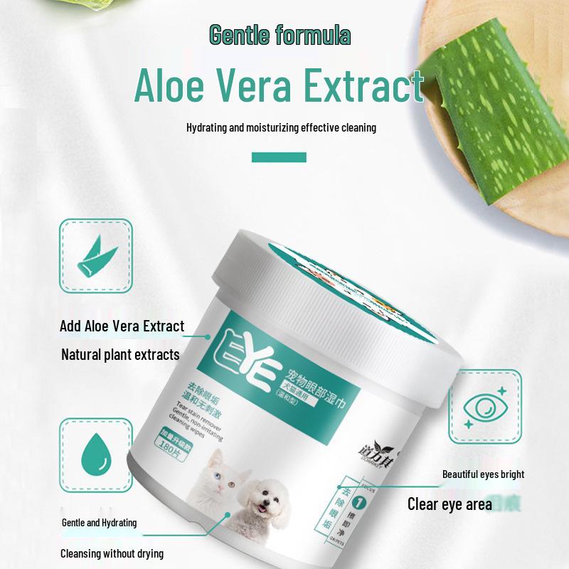 Pet Eye Cleaning Wipes - 180 Sheets for Dogs & Cats
