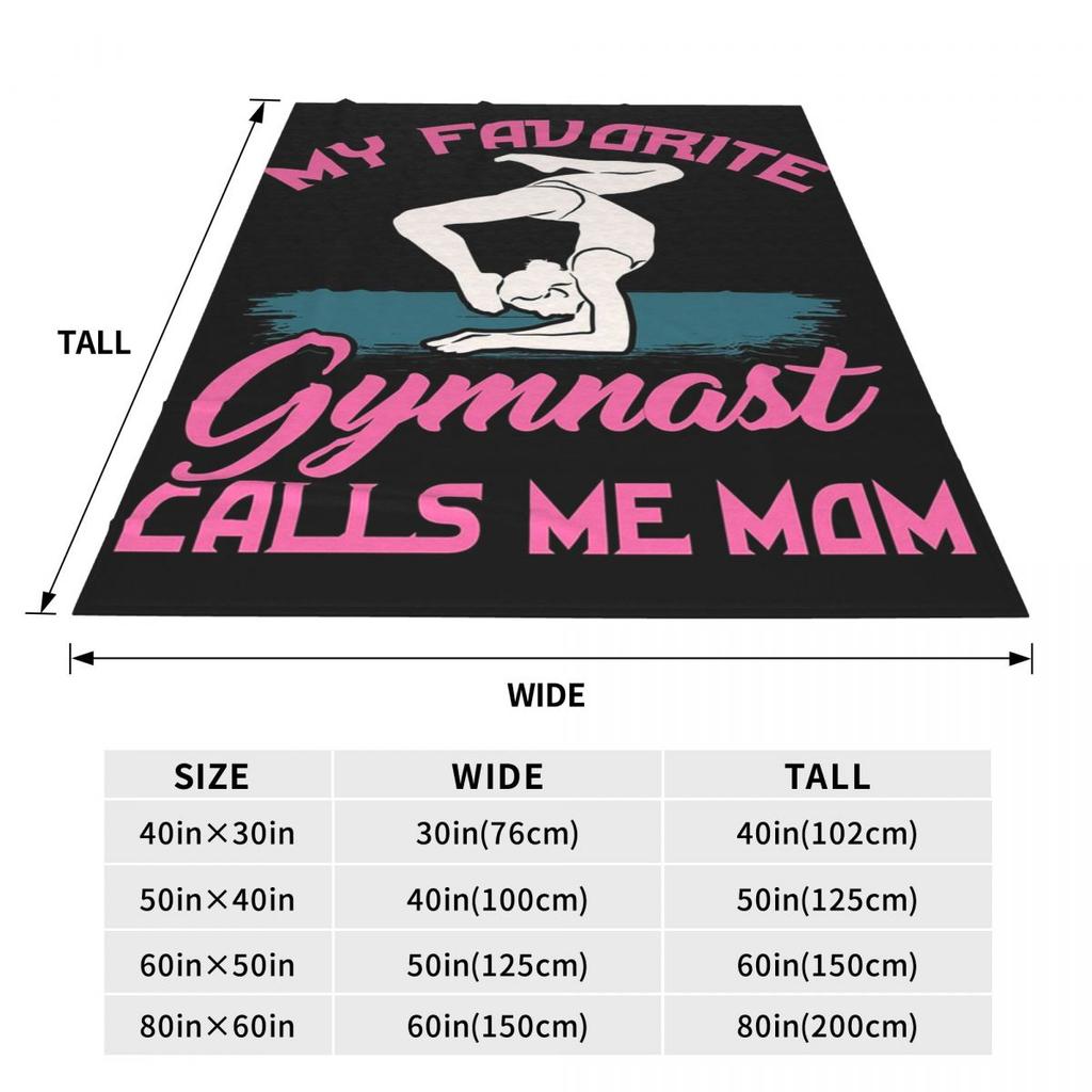 Gymnastics My Favorite Gymnast Calls Me Mom Blanket Soft Warm Flannel Throw Blanket Cover for Bed Living room Picnic Home Sofa