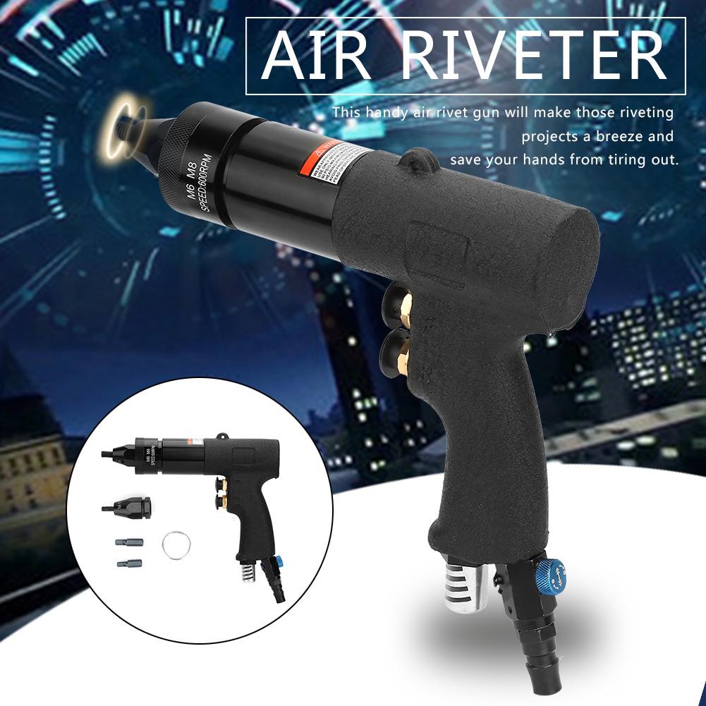 Pneumatic Riveting Gun Air Rivet Gun Automatic Air Riveter Nut Gun Tools Metal Plate Pipe Riveting Tools Self-Locking Design