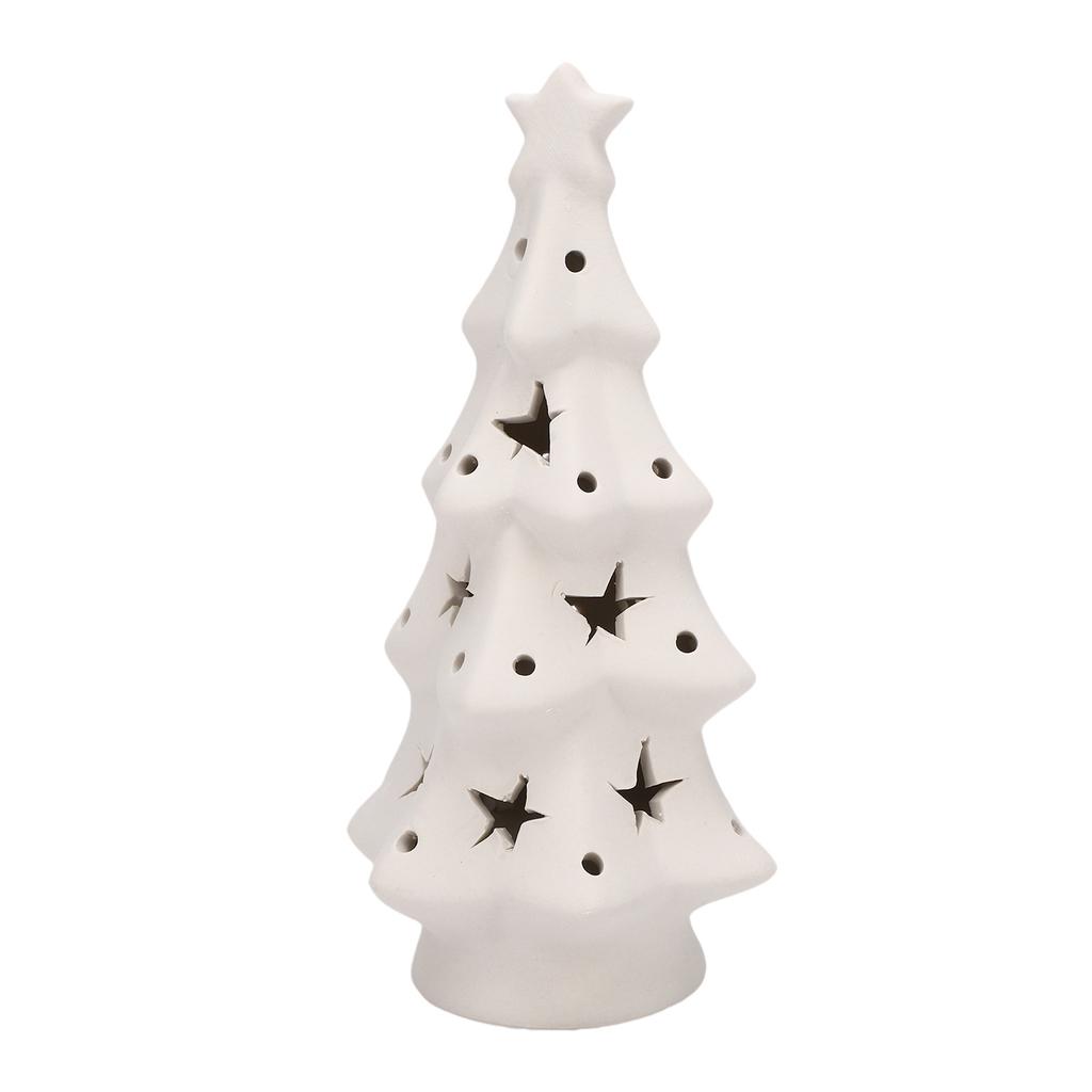 Light Up Ceramic Xmas Tree Lighted Xmas Tree Figurine Battery Operated for Home Tabletop Holiday Decoration