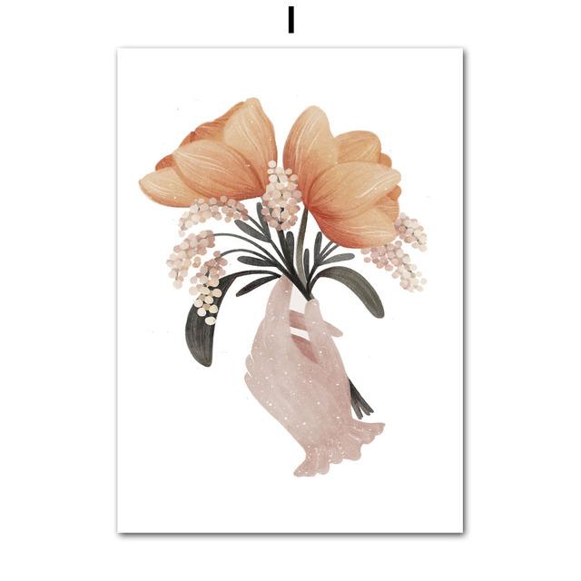 Медведь Кролик Цветок Гриб Лесная Детская Бохо Wall Art Холст Картины Плакаты и Отпечатки Настенные Панно Декор Детской Комнаты Без Рамки