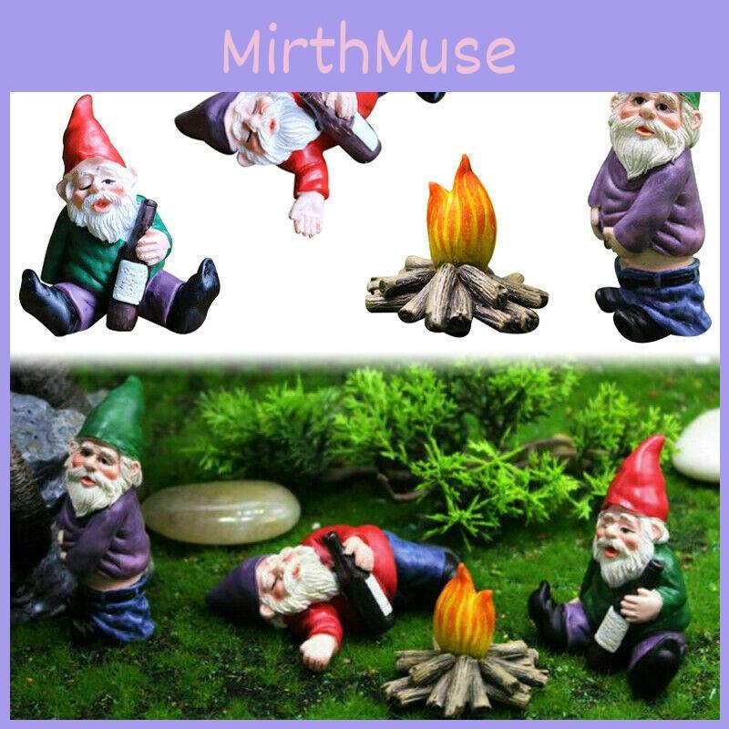 Set Of 4pcs Miniature Naughty Gnome Statues For Whimsical Garden Decor And Fun