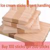 Food Grade Wooden Popsicle Sticks for Ice Cream and Ice Pops, Handmade and Disposable