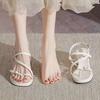 French Silver-toed Roman Sandals Women's Summer New Skirt Is Beautiful, Not Tired, Thick Heels and High Heels