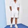 Summer Men's Short-sleeved Shorts Suit Linen Thin Section Lapel Loose Solid Colour Men's Two-piece Suit