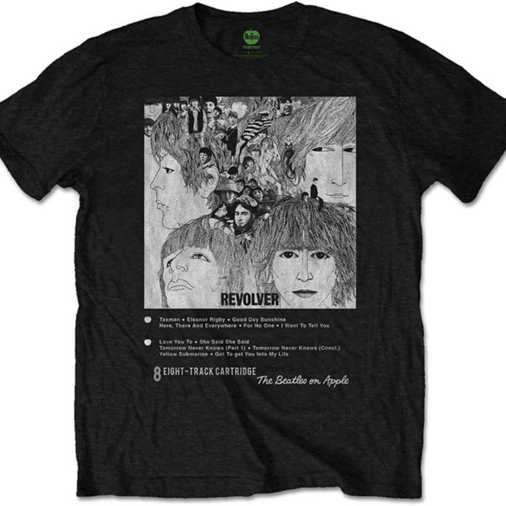 Beatles Men's Revolver 8 Track Slim Fit T-Shirt Black