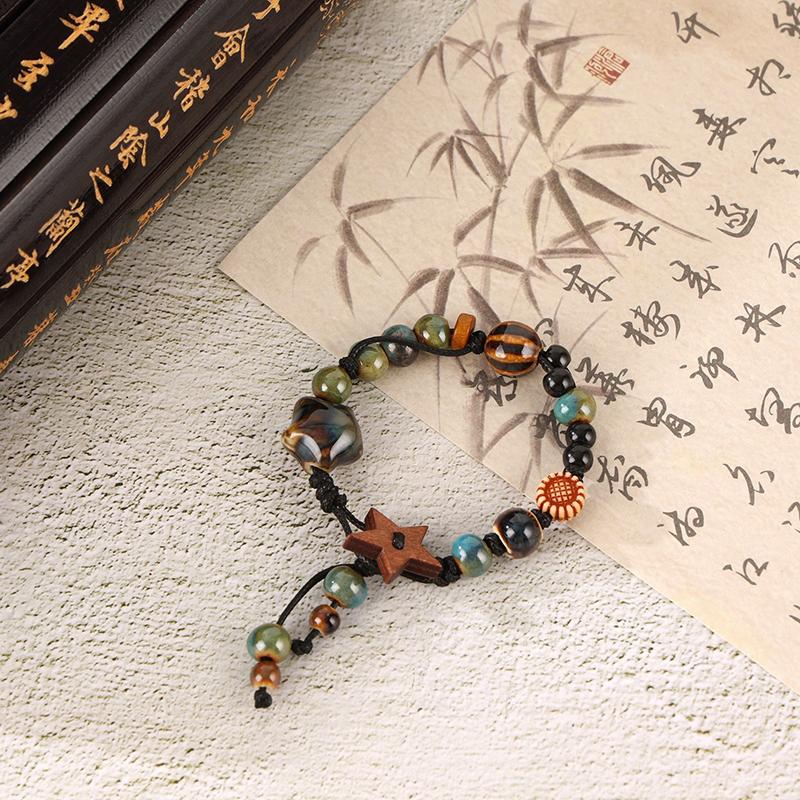 Милый мультяшный плетеный керамический браслет ручной работы для женщин и девочек, универсальный персонализированный керамический браслет с бусинами, регулируемый, подарки