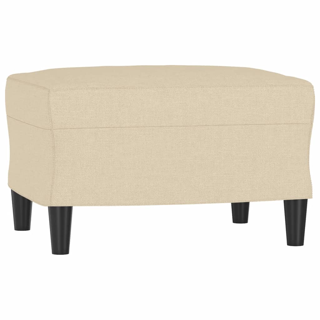 Vidaxl Fotel Z Podnóżkiem, Kremowy, 60 Cm, Obity Tkaniną