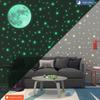 Decoration Kids Bedroom Luminous Decals Glow In Dark Moon Stars Wall Stickers Fluorescent Full Luna