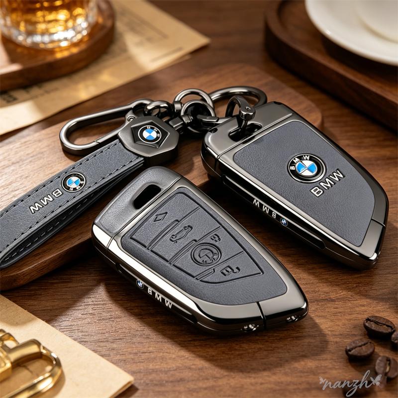 Keychain Alloy+Leather Car Smart Remote Key Shell Fahshion Protector Bag For BMW 1 2 3 4 5 6 7 8 M5 X1 X2 X3 X4 X5 X6 X7 RW6