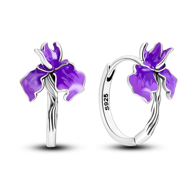 Серьги из стерлингового серебра 925 пробы, фиолетовая серия, перо, бабочка, ловец снов, светлячок, циркон, для женщин, роскошные украшения, свадебный подарок