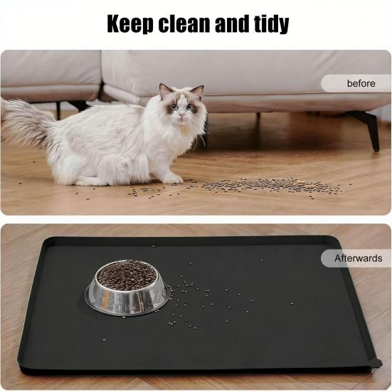 Pet Bowl Mat Anti-Slip Waterproof Raised Edge Pet Food Mat Silicone Pet Feeding Mat for Cats Dogs Water Bowl Food Dish