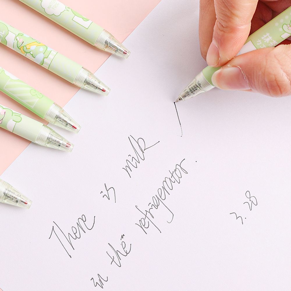 Press Student Stationery Push Gel Pen Sign Pen Neutral Pen Black Ink Pens Frog Manual Gel Pens