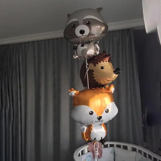 Воздушный шар из алюминиевой пленки, праздничный, без утечек, декоративный забавный воздушный шар в виде джунглей, кролика, енота, лисы, для вечеринки