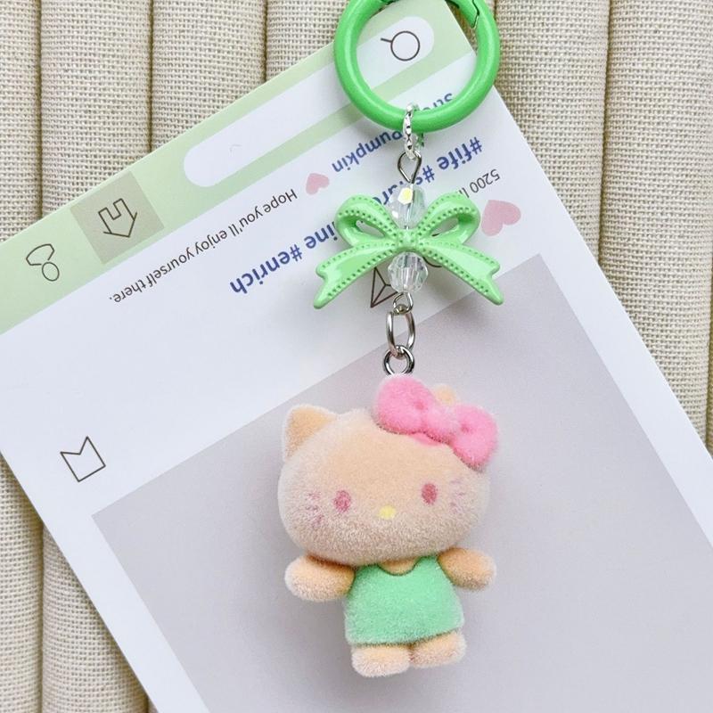 Флоковые брелоки для сумок Брелоки Hello Kitty Подарки Брелок на телефон Аксессуары Праздничные подарки