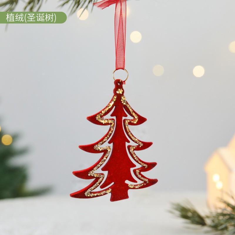 Flocked Christmas Tree Ornament Hanging Decorations Holiday Home Party Store Window Display
