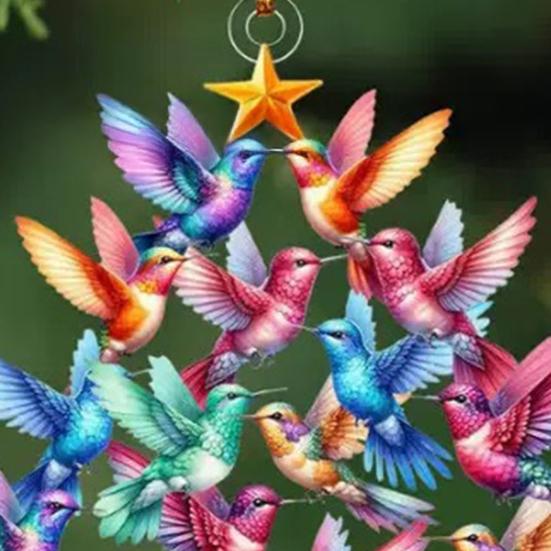 Колибри Рождественское украшение Красочный Стек Птица Подвесное украшение Двустороннее Акриловое Украшение на елку для Любителей птиц Подарки