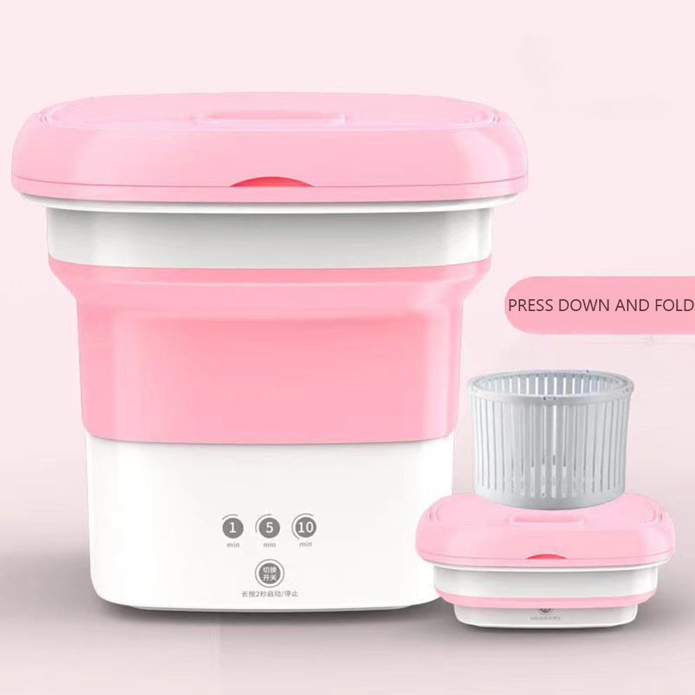 Мини-складная стиральная машина для очистки ведра носков и нижнего белья (Розовый США)