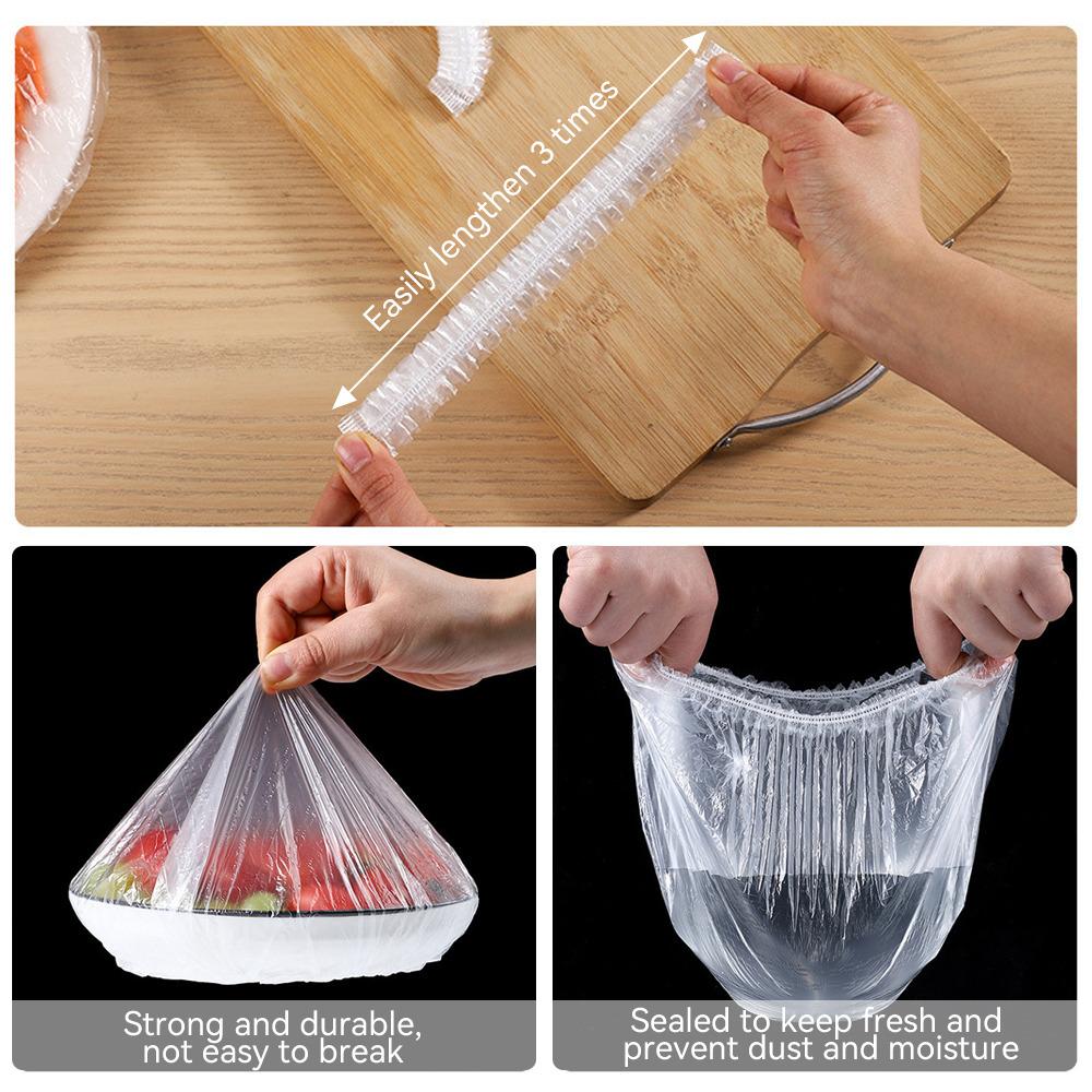 100pcs Disposable Food Cover Plastic Wrap Elastic Fruit Food Lids Bowl Dish Food Cover Kitchen Organizer Fresh Keeping Bags