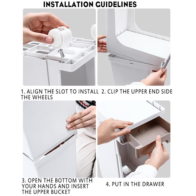 2-слойное 42-литровое кухонное мусорное ведро для раздельного сбора мокрого и сухого мусора, передвижное, для переработки, для хранения мусора, мусорное ведро, урна для мусора, мусорный бак, ПП