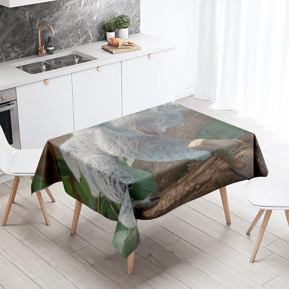 Скатерть с изображением коалы, милое животное, анти-пятно, водонепроницаемая, прямоугольная, для кухонного стола, украшение для дома