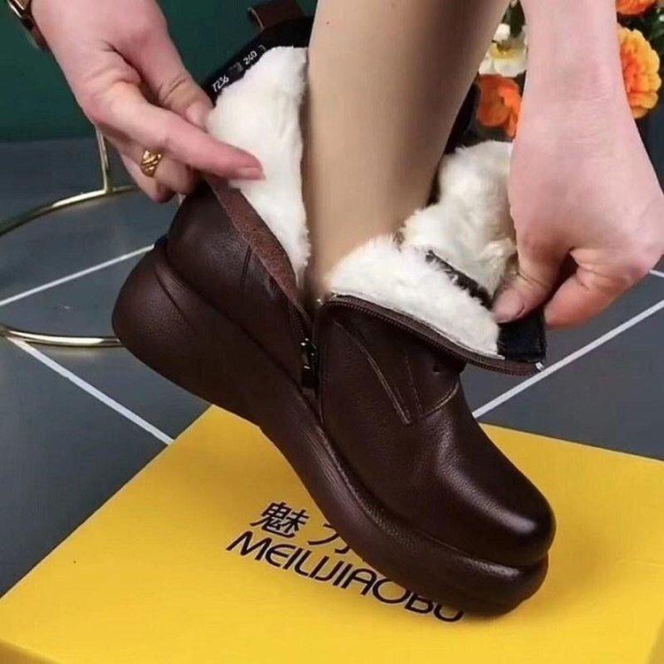 Fashion Short Plush Warm Snow Boots for Women Winter New Zipper Faux Fur Ankle Boots Woman Comfortable Non-slip Flat Heels Cotton Shoes