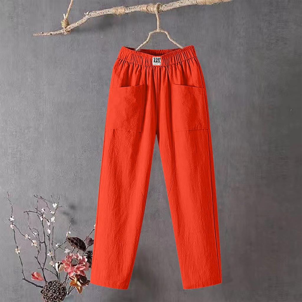 Женские модные однотонные свободные брюки большого размера с эластичной талией и маленькими штанинами, повседневные брюки