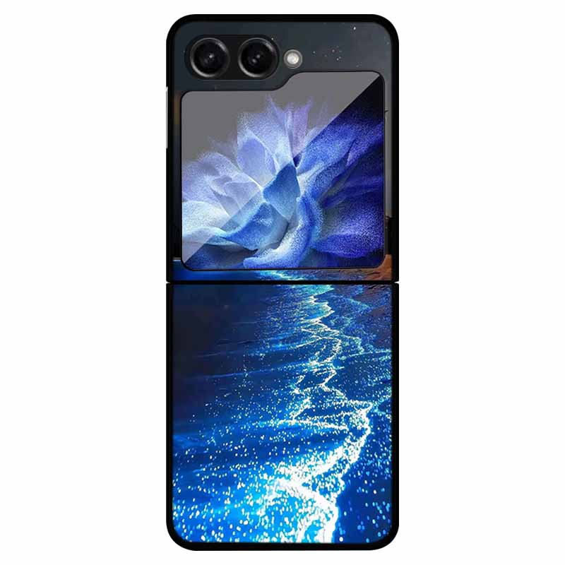For Samsung Z Flip 5 Cover Hard PC Fold Case For Funda Samsung Galaxy Z Flip5 Foldable Flowers Black Coque Phone Shield Bumper