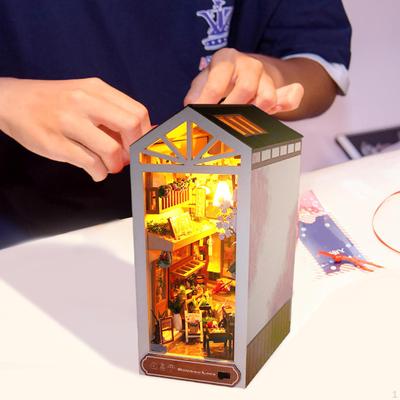 Подставки для книг из дерева для кукольного домика, декоративная вставка для книжной полки, 3D деревянная модель головоломки своими руками со светом на дни рождения