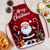 1pc Christmas Polyester Apron, Red, Santa Claus Design - Family Holiday Decor Apron, Chef Waiter BBQ Hairdresser Adult Apron, Bar Party Decoration, Ki