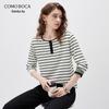 Женская вязаная футболка в полоску с длинным рукавом Komnboka из лиоцелла Tencel