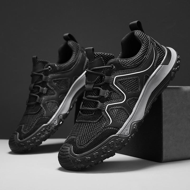 Fashion Hollow Out Men Casual Shoes Breathable Mesh Sneakers Lace Up Summer Footwear Comfort Man Skate Sandals Outdoor Hiking Trainers