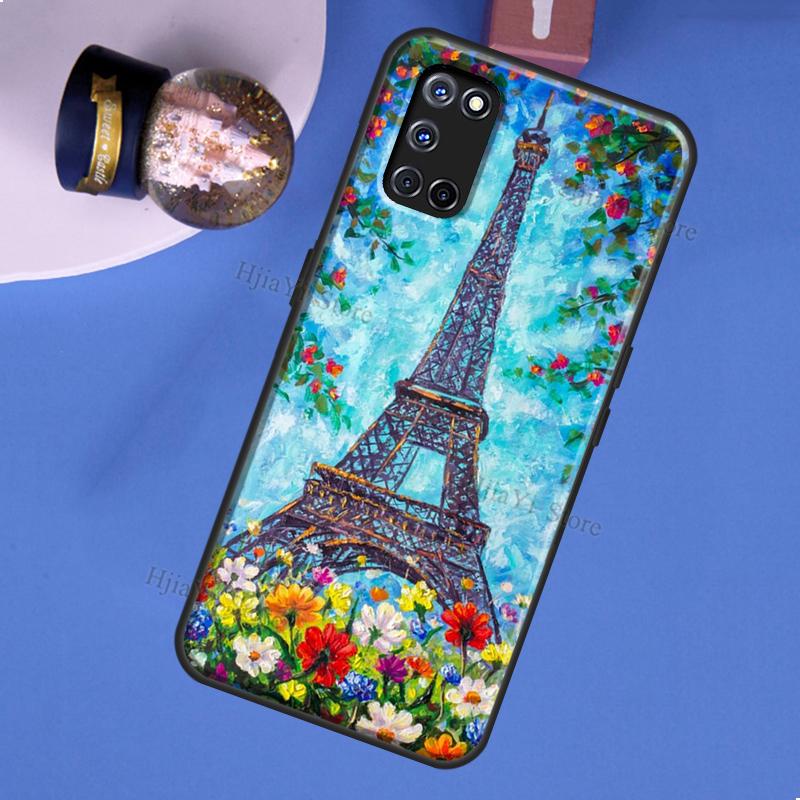 Paris Eiffel Tower Case For OPPO A74 A94 A54 A57 S A77 A76 A96 A52 A72 A91 A93 A5 A9 A31 A53 A15 A16 A17 Cover