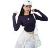 2025 Autumn/Winter Retro Cross Long Sleeve Round Neck Cropped Slimming Women's T-shirt