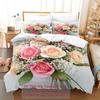 Comforter Rose Flower Bedding Set 4Pcs Pink Red 200X230 For Double Bed 3D Bedsheet 230X230 Full Size Thin Fabric