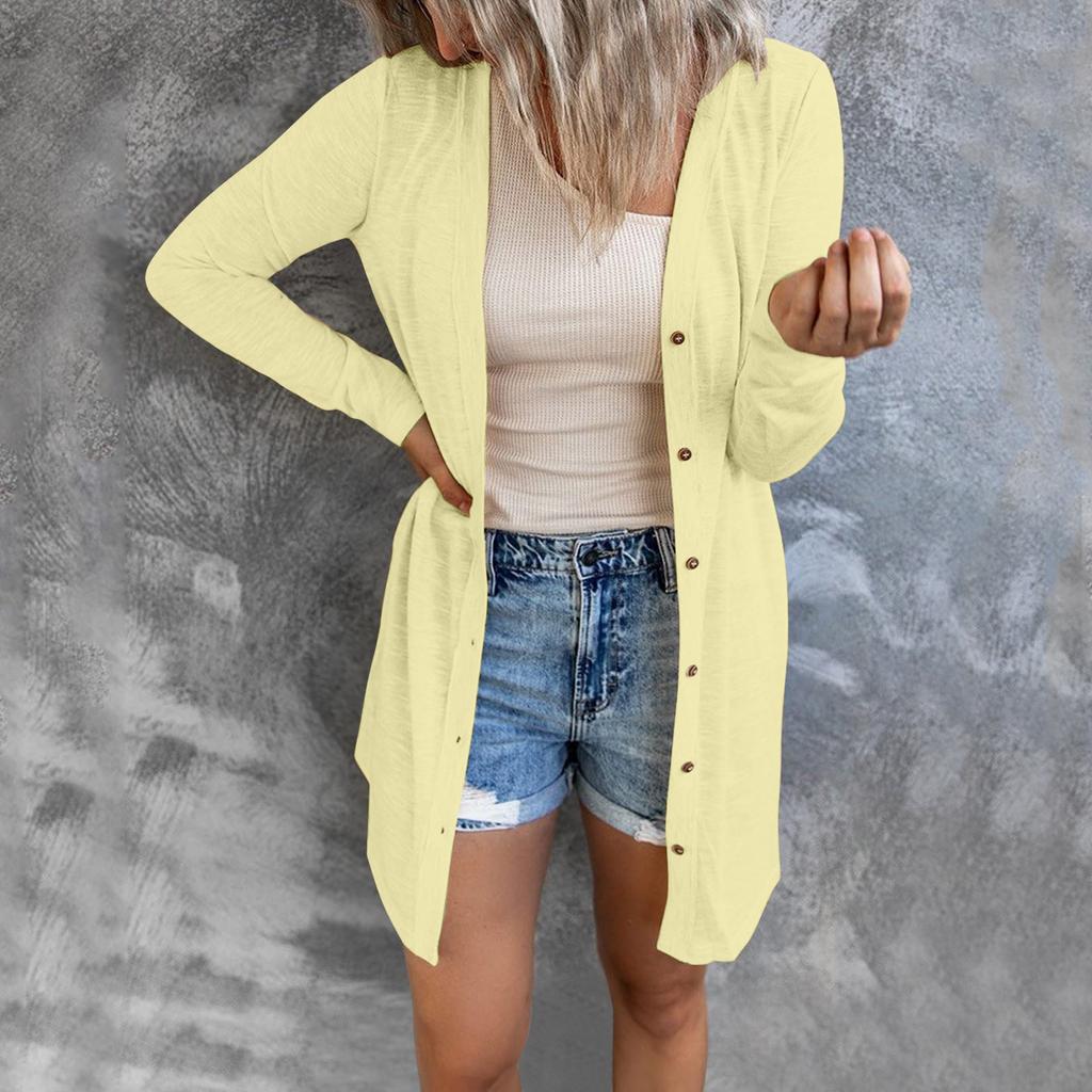 Женский однобортный топ с длинным рукавом, кардиган, однобортный топ, легкая куртка